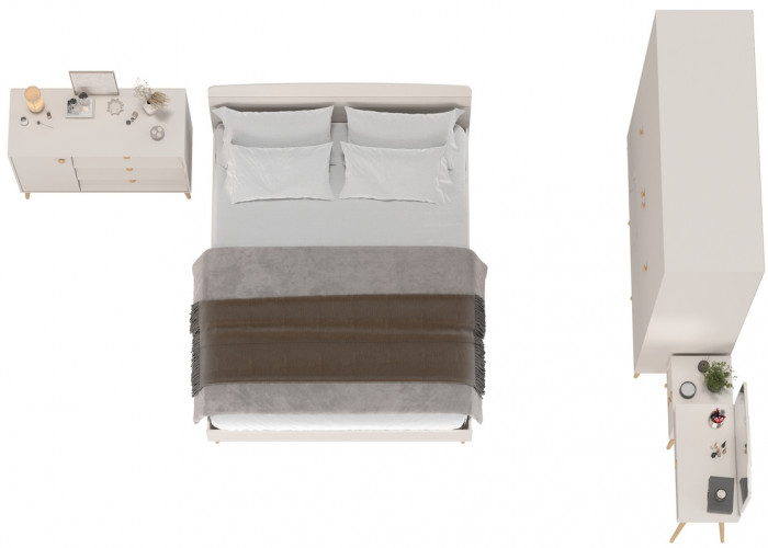 Афина Спальня 12-1600, цвет кашемир серый, сп.м. 1600х2000 мм., б/м, основание есть - фанера