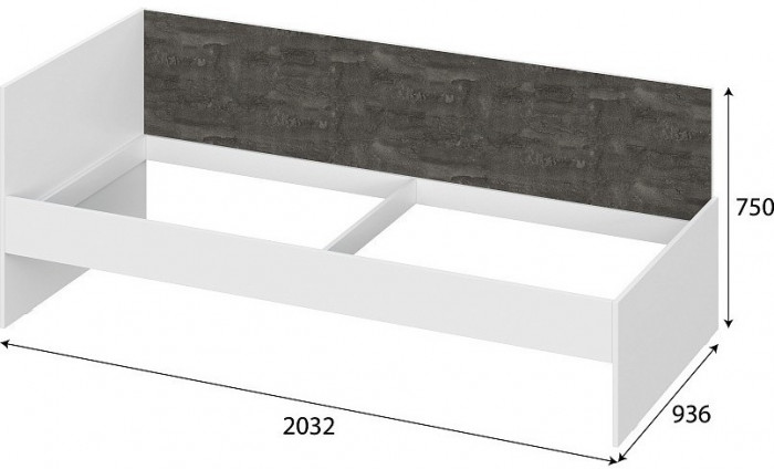 Анри Кровать-диван (0,9х2,0) Белый Текстурный/Железный камень