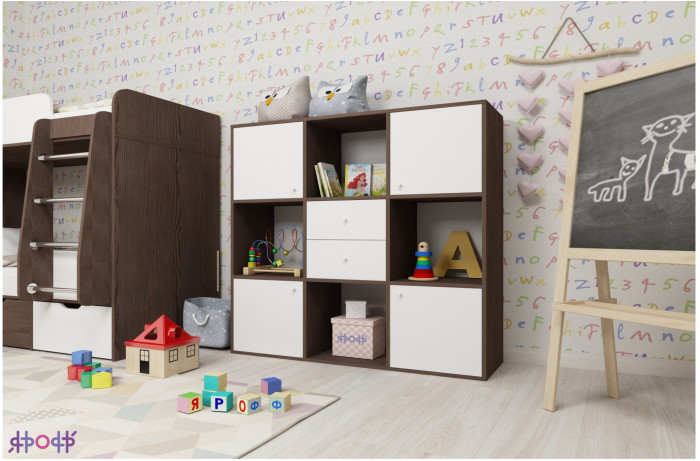 Стеллаж Джери (Винтерберг/Оранжевый)