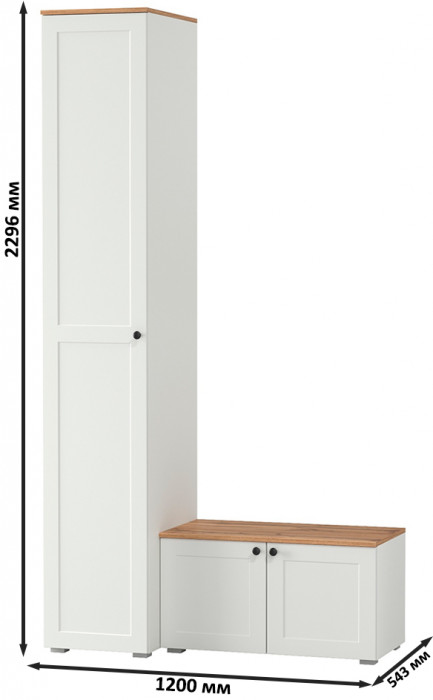 Остин Прихожая 11, цвет белый шагрень/дуб крафт золотой, ШхГхВ 120х54,3х229,6 см., универсальная сборка