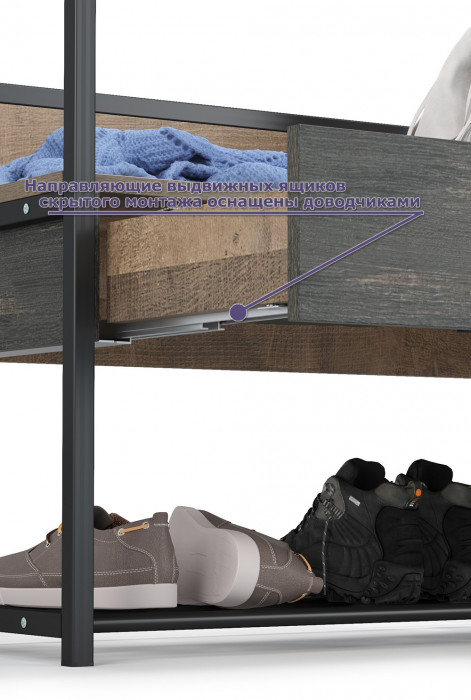 Трувор 15.120 Прихожая + 15.30 Зеркало, цвет дуб гранж песочный/интра, ШхГхВ 130х36,6х194,2 см., универсальная сборка