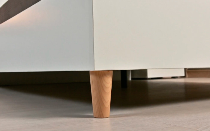 Муссон Кровать 11.41 + ортопед + Комод 13.97 + Тумба ТВ 13.276, цвет белый/чёрный/дуб эндгрейн элегантный, сп. м. 1600х2000 мм., б/м