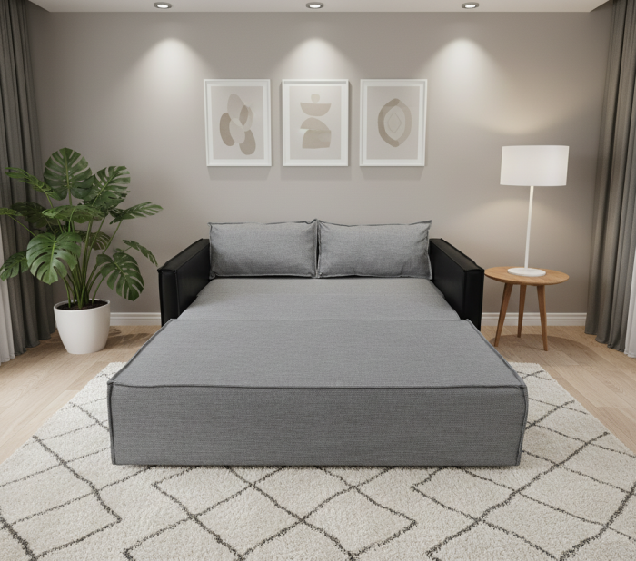 Диван-аккордеон Барон, 120х200, рогожка, серый