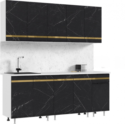 Кухня МДФ Милена 2000 (Белый, Мрамор блэк софт, Антарес)