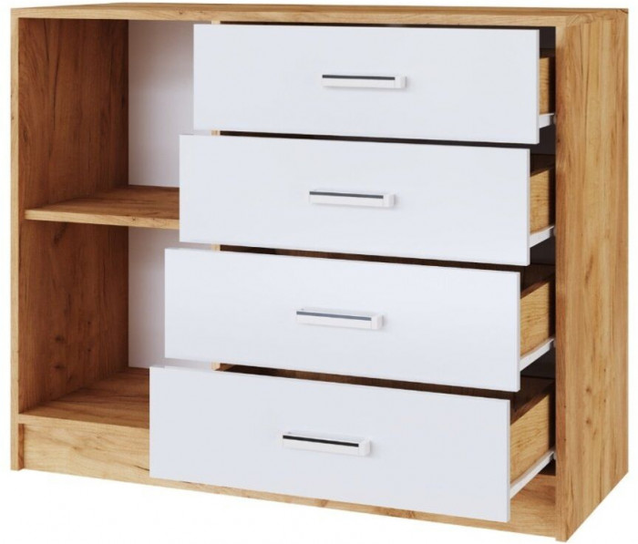 Комод Катрин-6 дуб крафт золотой/белый