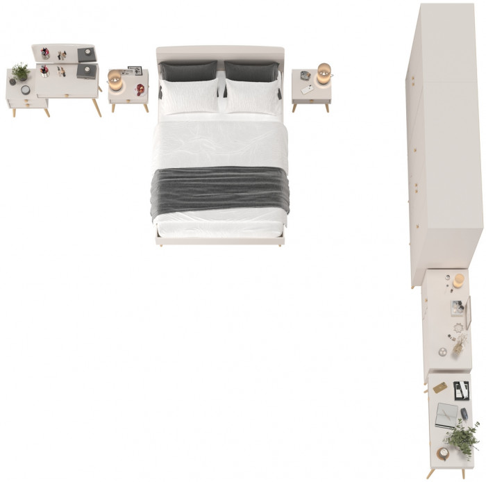 Афина Спальня 41-1400, цвет кашемир серый, сп.м. 1400х2000 мм., б/м, основание есть - фанера