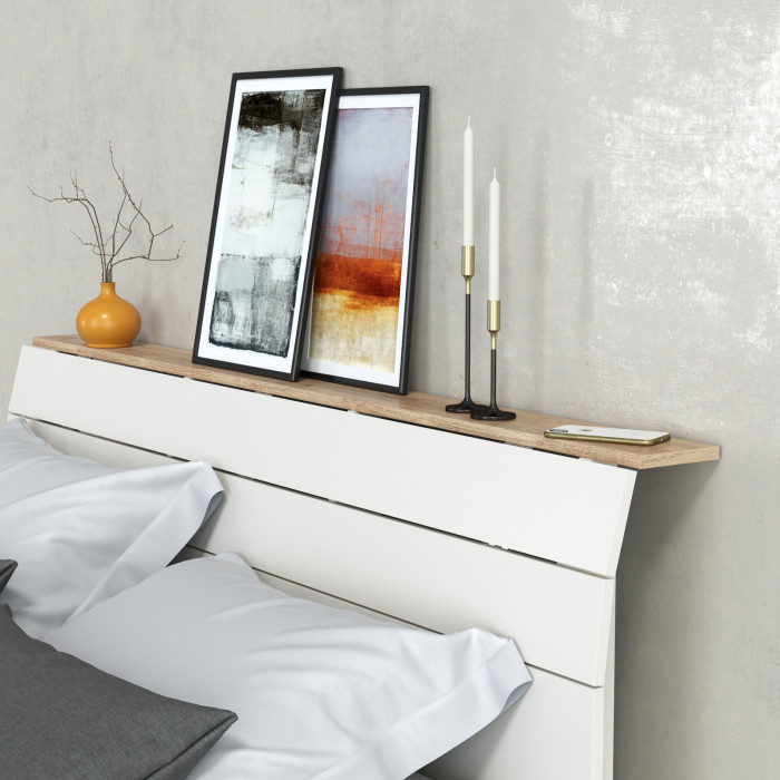 Муссон Кровать 11.41 + ортопед + Комод 13.97, цвет белый/дуб эндгрейн элегантный, сп. м. 1600х2000 мм., б/м