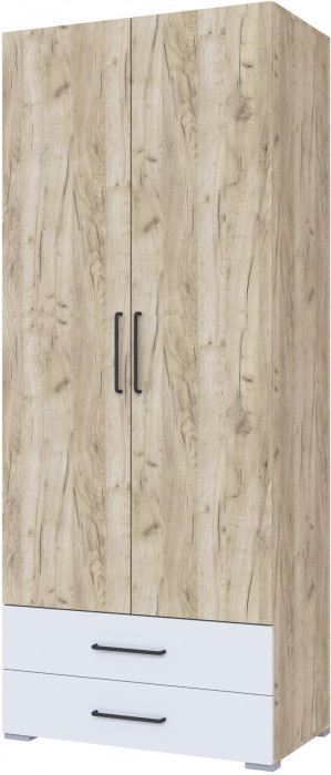 Шкаф 2-х створчатый "Теана" - Крафт серый/МДФ светло-серый