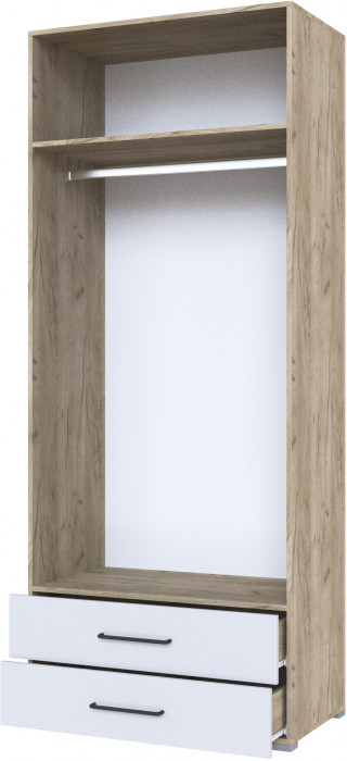 Шкаф 2-х створчатый "Теана" - Крафт серый/МДФ светло-серый