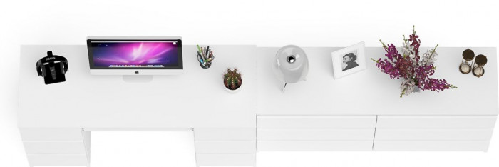 Мори компьютерный стол МС-2 + Комод МК1380.6, белый