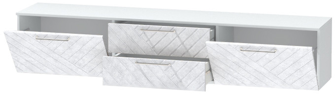 Тумба-4 под ТВ подвесная "Иннэс-7", Белый/Бетон снежный