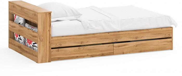 Ксения Кровать с ящиками 1200, дуб вотан