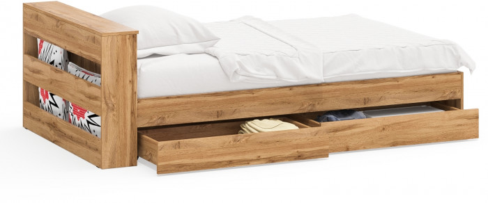 Ксения Кровать с ящиками 1200, дуб вотан