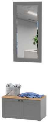 Остин 13.257 Тумба + 17.03 Зеркало, цвет серый графит/дуб крафт золотой, ШхГхВ 80х41,9х210 см.