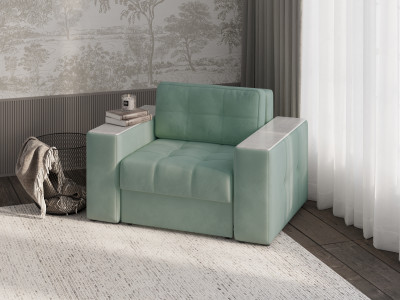 Кресло-кровать Виконт, Мятный/Холст белый МДФ