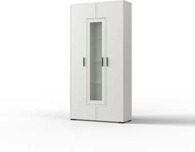 Шкаф-витрина трехдверный "Берг" - Белый текстурный/Ясень белый