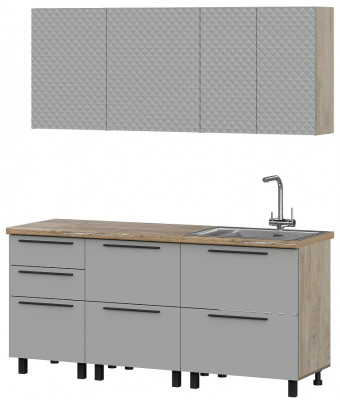 Кухня Этна 1.8 м. Комплект 3, софт грей гиза