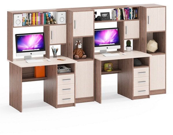 С-МД-СК9 Компоновка № 06, цвет ясень шимо светлый/ясень шимо тёмный, ШхГхВ 290х70х160 см., НЕ универсальная сборка