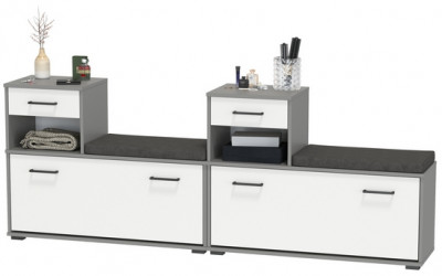 Лира ГК 2-0714+2-0714графбел Тумба под обувь, графит/белый