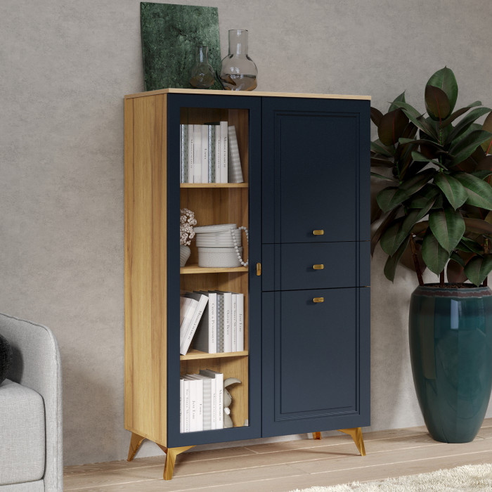 Шкаф низкий (1 стеклодверь) Вега Сапфир