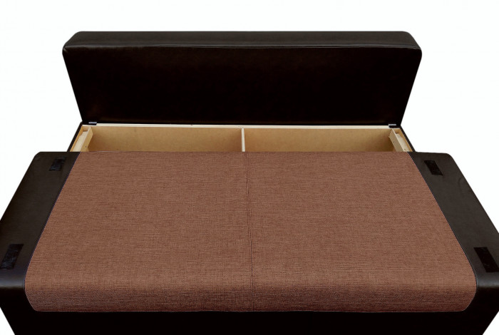 Диван-кровать Амстердам Мини, 150х195, еврокнижка, рогожка/экокожа, черно-коричневый