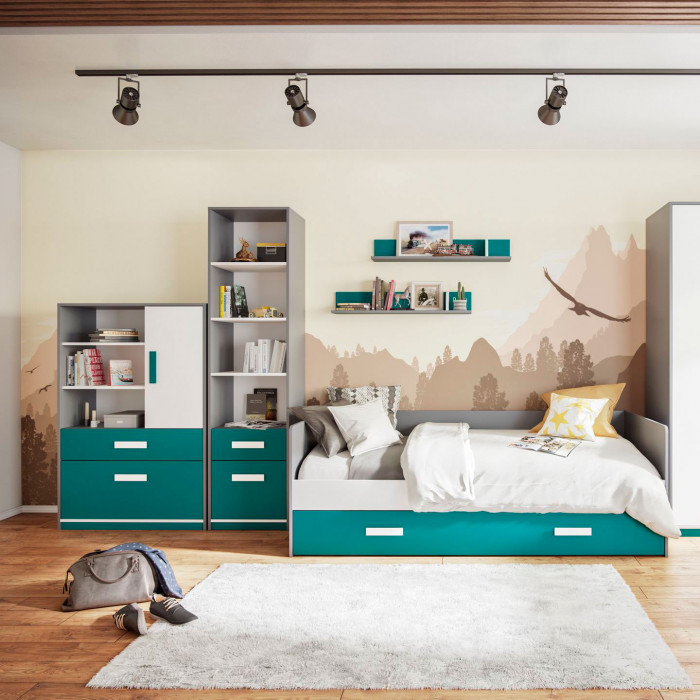 Спальня Кэнди Полка навесная КП-1 графит/белый/Океан