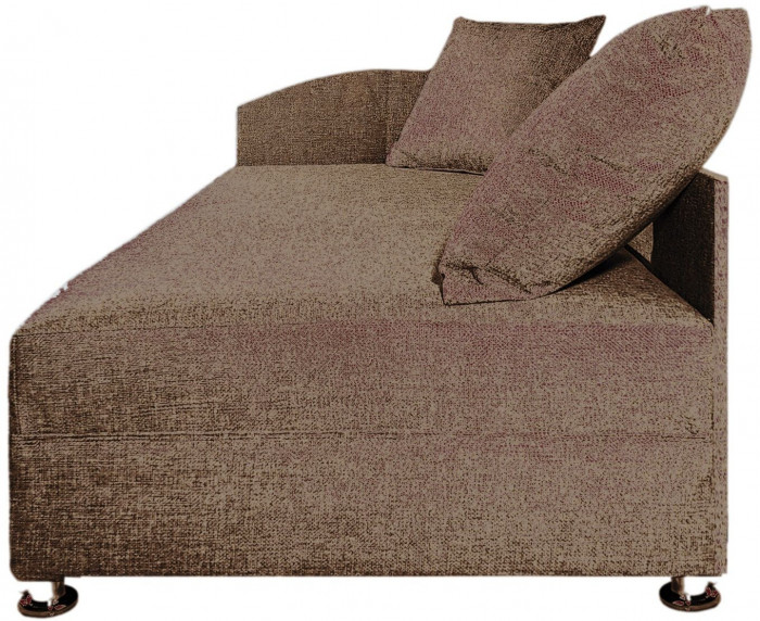 Кровать тахта односпальная 80х185, левый угол, рогожка, коричневый