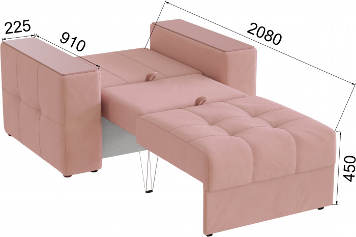 Кресло-кровать Виконт, Пыльная роза/МДФ пудра