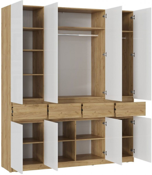 Шкаф Бостон МДФ ШК-004 крафт золотой/белый глянец