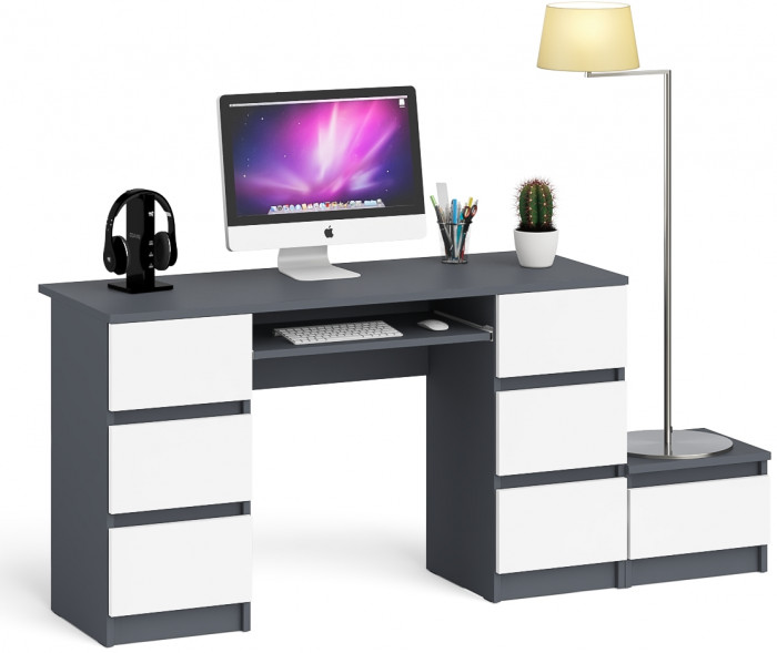 Мори компьютерный стол МС-2 + Тумба ТМП400.1, графит/белый