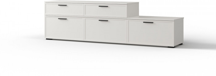 Тумба для медиатехники "Берг" - Белый текстурный/Ясень белый