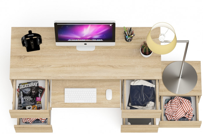 Мори Стол компьютерный МС-2 + Тумба ТМП400.1, цвет дуб сонома, ШхГхВ 175,8х50х76,6 см., универсальная сборка