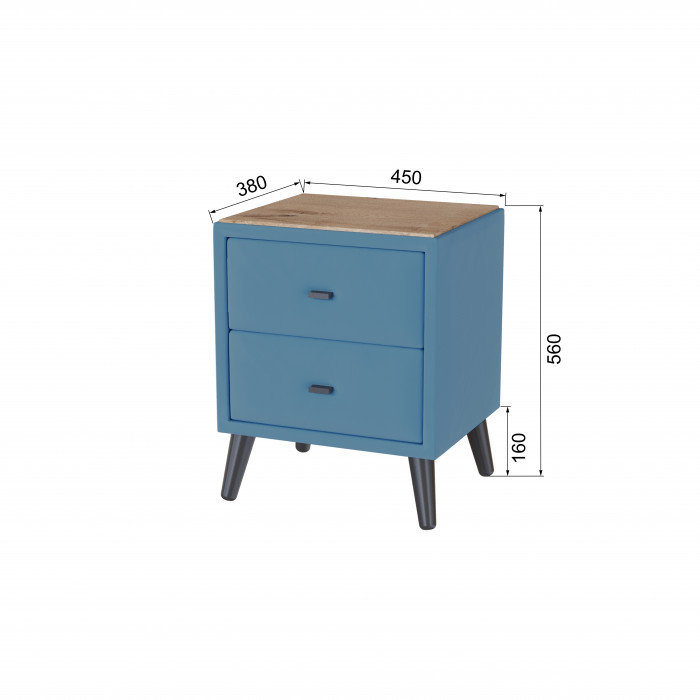 Тумба прикроватная интерьерная Пай светло-голубой/мдф дуб канадский