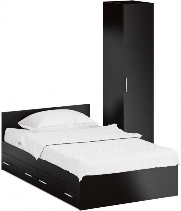 Кровать с ящиками 1200 + Пенал Стандарт, венге