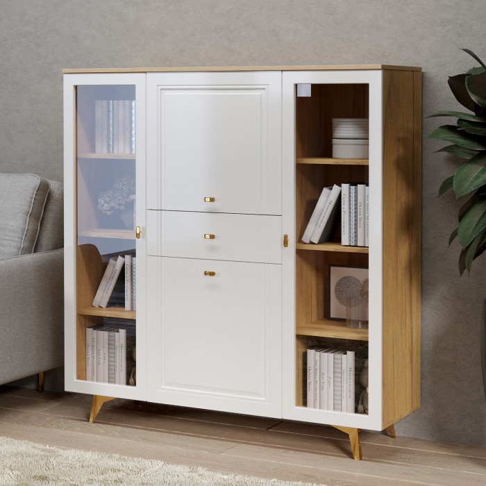 Шкаф низкий (2 стеклодвери) Вега Сапфир