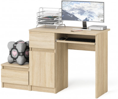 Мори компьютерный стол МС-1 левый + Тумба ТМП400.1, дуб сонома