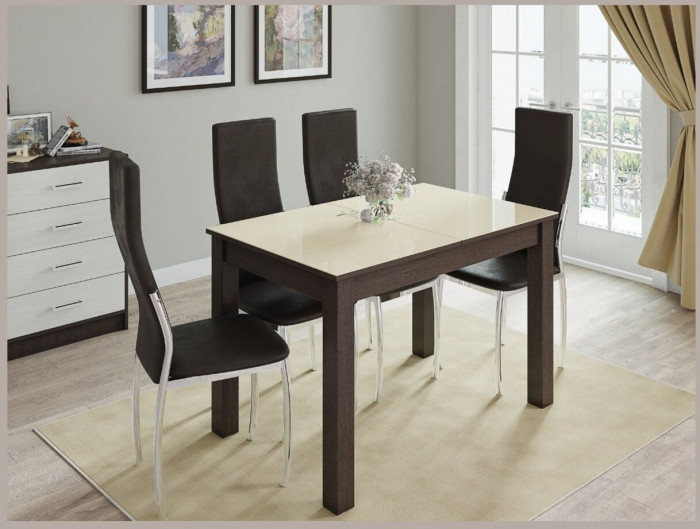 Стол обеденный Бруно 1200х800 венге/лакобель ваниль