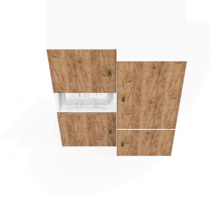 Лидер-8 Модуль Пенал + Пенал МД 22Б, белый шагрень/крафт золото