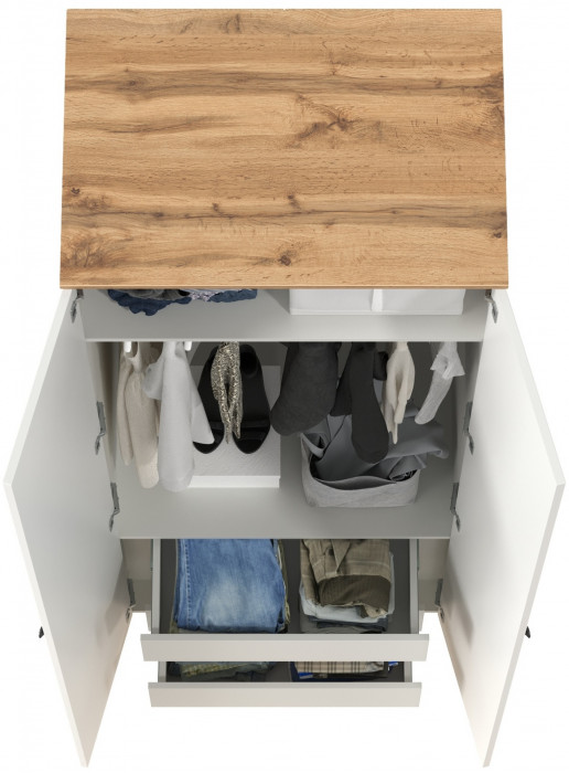 Остин 13.336.02 Шкаф для одежды(две двери), цвет белый шагрень/дуб крафт золотой, ШхГхВ 80х54,6х229,8 см.