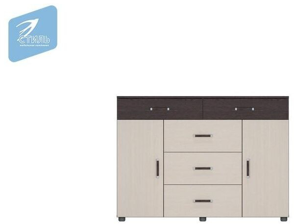 Вега К-03 Комод 5 ящиков+2 створки венге/дуб молочный