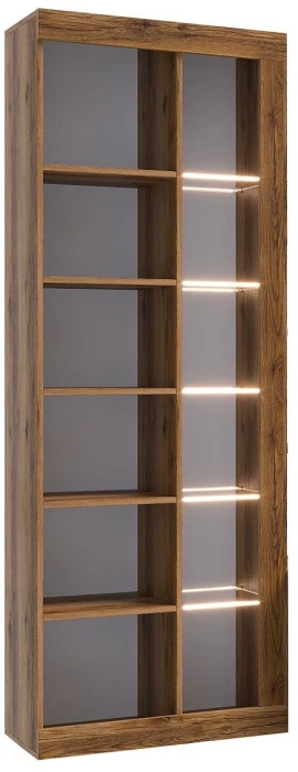 Прага Шкаф-Витрина ЛДСП Дуб Делано/Черный глянец