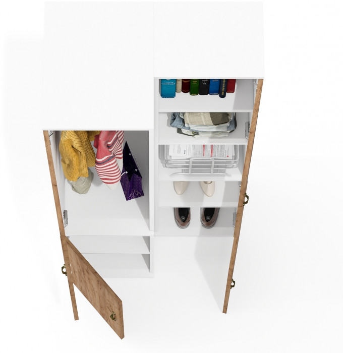 Лидер-8 Модуль Пенал + Пенал МД 23Б, белый шагрень/крафт золото