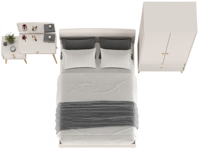 Афина Спальня 03-1400, цвет кашемир серый, сп.м. 1400х2000 мм., б/м, основание есть - фанера