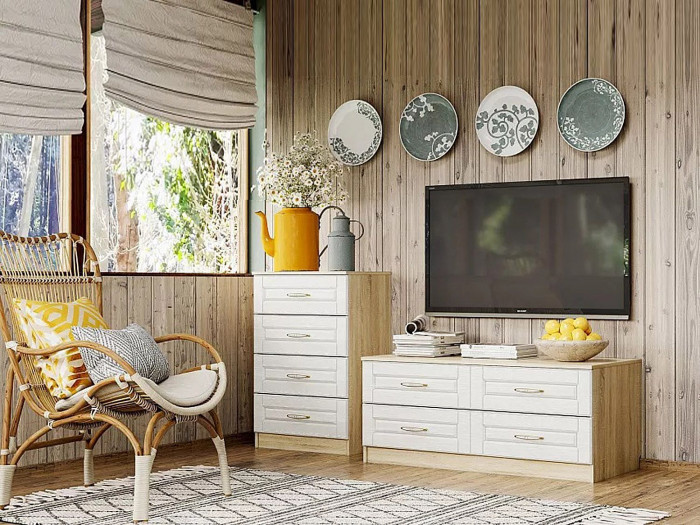 Гостиная Оливия 7 Дуб Сонома/белое дерево