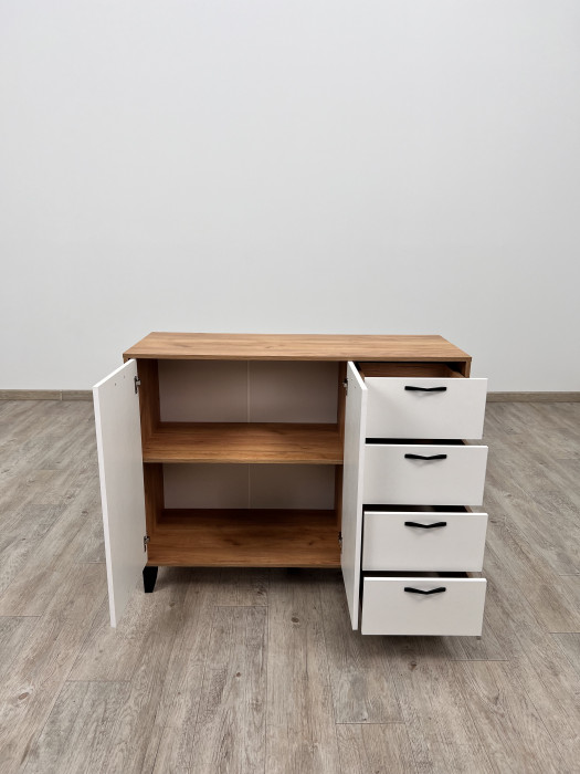 Комод Катрин-12 дуб крафт золотой/белый