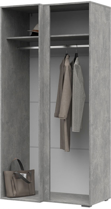 Денвер ШК-04 Шкаф (1000 х2020х574) ателье светлый/белый