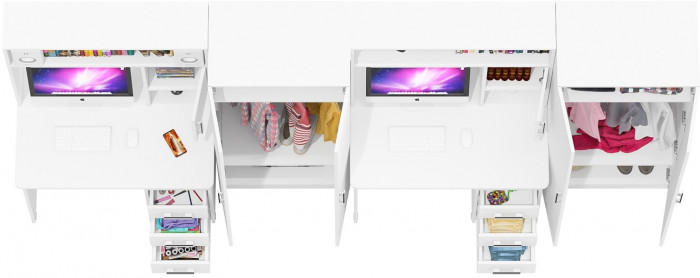 С-МД-СК9 Компоновка № 08, цвет белый шагрень, ШхГхВ 344х70х160 см., НЕ универсальная сборка