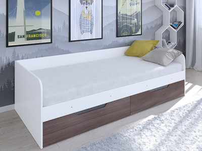 Кровать Астра одноярусная Белый/Дуб Шамони