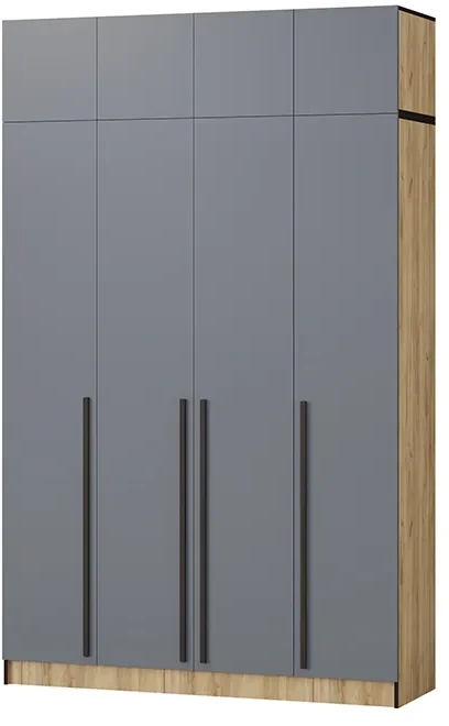 Шкаф Бастион 1600 с антресолью, Графит/Дуб крафт золотой