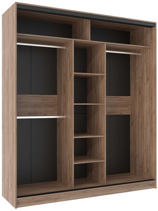 Шкаф-купе трехдверный с зеркалом 2000 Домашний Дуб табачный Craft